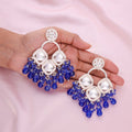 Tehzeeb Creations Gold Polish Royal Blue Colour Earrings | Grocsy