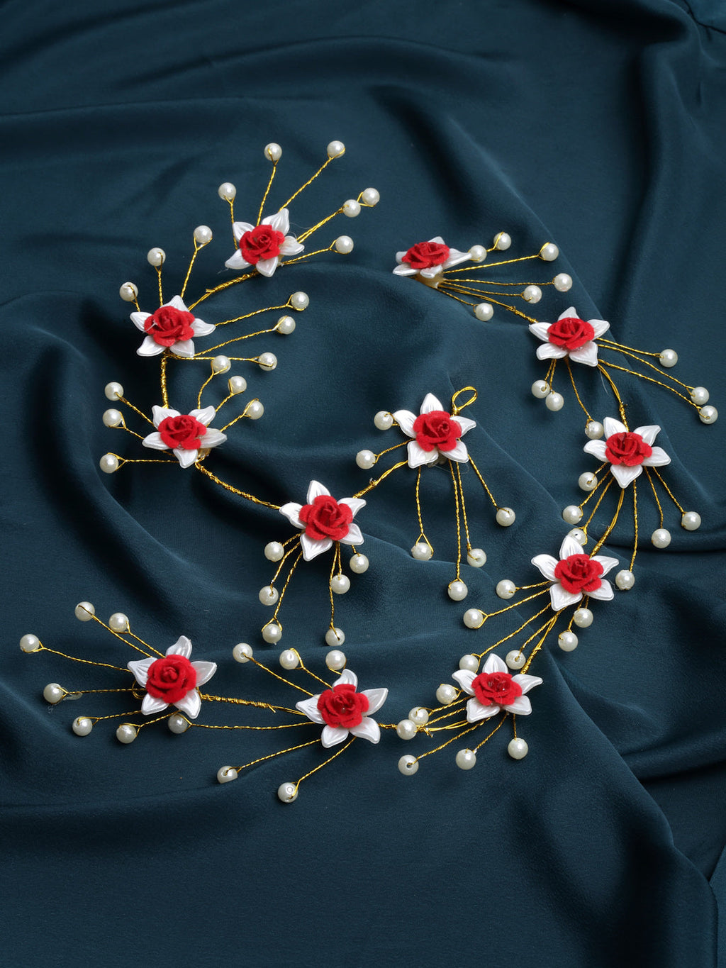 Panash Women Gold-Toned & Red Embellished Tiara | Grocsy