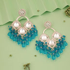 Tehzeeb Creations Gold Polish Sky Blue Colour Earrings | Grocsy