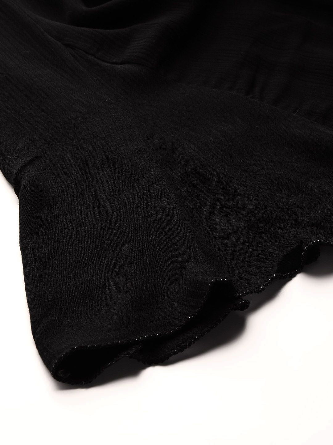 TAG 7 Women Black Solid Flared Cropped Palazzos | Grocsy
