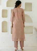 Vellora Chanderi Silk Peach Casual Wear Embroidery Work Readymade Salwar Suit | Grocsy
