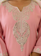 Vellora Silk Blend Pink Casual Wear Embroidery Work Readymade Salwar Suit | Grocsy