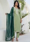 Vellora Silk Blend Pista Casual Wear Embroidery Work Readymade Salwar Suit | Grocsy