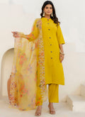 Vellora Shimmer Silk Yellow Casual Wear Floral Print Readymade Salwar Suit | Grocsy