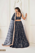 Aastha Fashion Black Butterfly Net Tone To Tone Thread Work, Sequence Work And Original Mirror Work Embroidery Wedding Wear Lehenga Choli | Grocsy