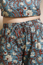Breathables Blue Kalamkari Kurta & Pant Cotton Co-Ord Set | Grocsy