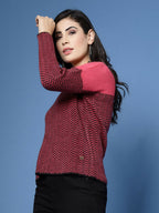 Women Winter Fuchsia Acrylic Sweater - Wool Trees | Grocsy
