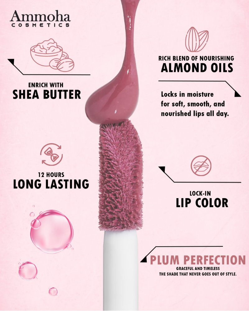 Ammoha Cosmetics Long-Lasting, Matte-Finished Plum Perfection Color Liquid Lipstick | Grocsy
