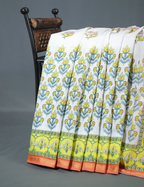 Creame Coloured Combination Printed Cotton Saree By Gayathri Reddy Designer Studio | Grocsy