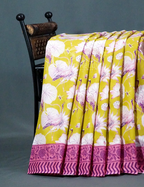 Block Print Lime Green Coloured Mulmul Cotton Saree By Gayathri Reddy Designer Studio | Grocsy