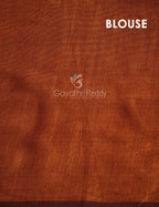 Orange and brown mix geometrical print Semi Chanderi Saree. By Gayathri Reddy Designer Studio | Grocsy