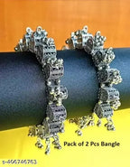 Tehzeeb Creations Women's Silver Colour Oxidised Bangles | Grocsy