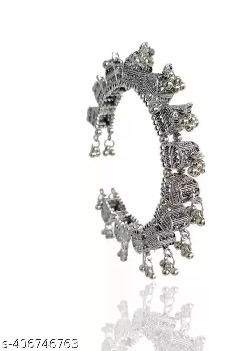 Tehzeeb Creations Women's Silver Colour Oxidised Bangles | Grocsy