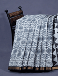 White And Grey Colour Block Print Pure Kota Cotton Saree By Gayathri Reddy Designer Studio | Grocsy
