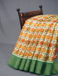 Shades of Light Apple Green And Parrot Green Colour Blouse Ikat Design Semi Chanderi Saree By Gayathri Reddy Designer Studio | Grocsy