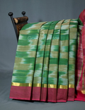 Dual Shades of Mango Green And Mustard Mangalagiri Ikkat Cotton Saree By Gayathri Reddy Designer Studio | Grocsy