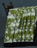 Shades of Mehndi Green And Black With Pichwai Print Munga Cotton Saree By Gayathri Reddy Designer Studio | Grocsy