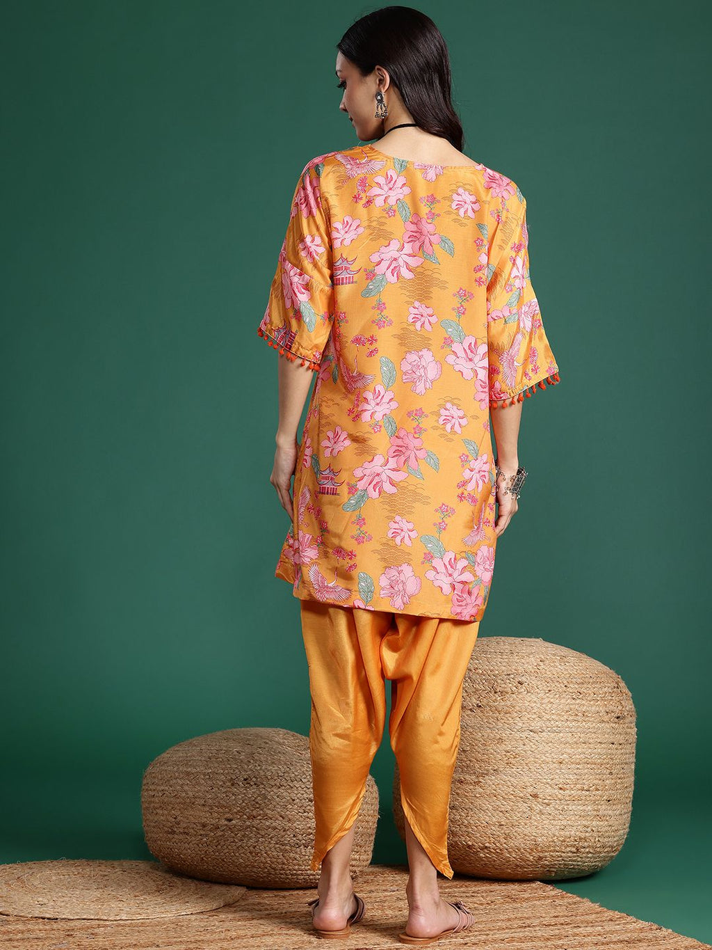 Sangria Floral Print Kurta with Dhoti Pants | Grocsy