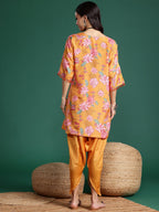 Sangria Floral Print Kurta with Dhoti Pants | Grocsy