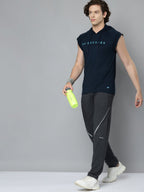 Alcis Men Navy Blue Typography Printed Slim Fit Running T-shirt | Grocsy