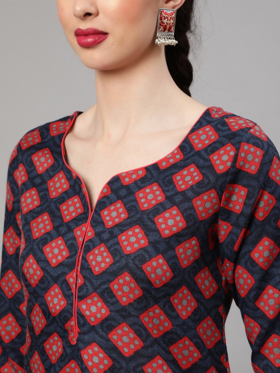 Aks Geometric Printed Regular Kurta With Trousers | Grocsy