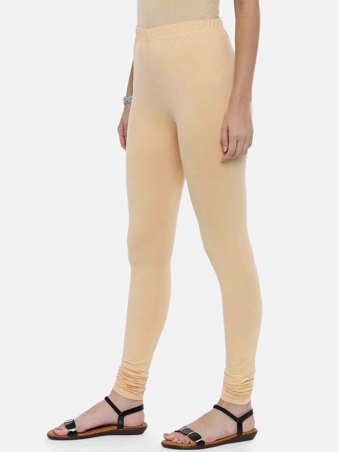 Souchii Beige Solid Churidar-Length Leggings | Grocsy