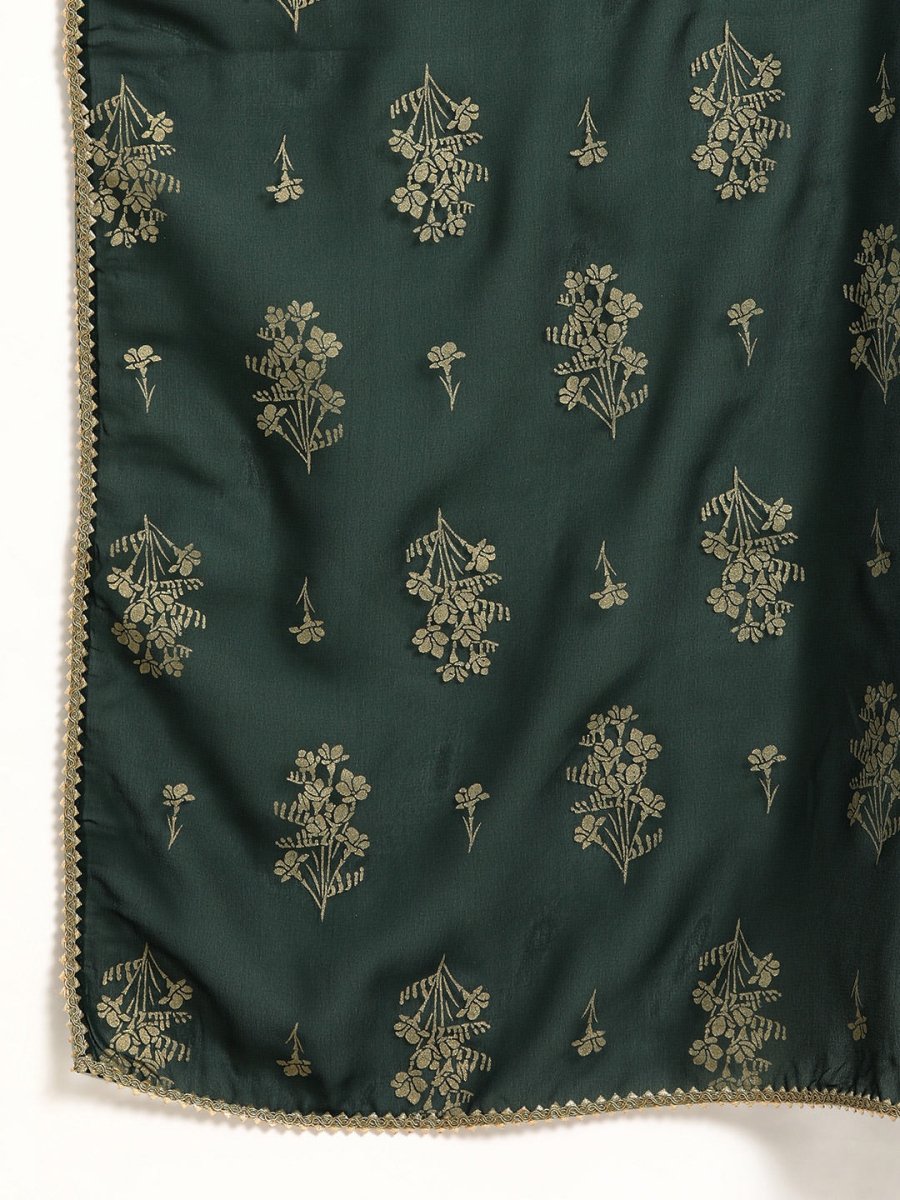 All About You Women Green & Gold-Toned Gotta Patti Kurta with Trousers & With Dupatta | Grocsy