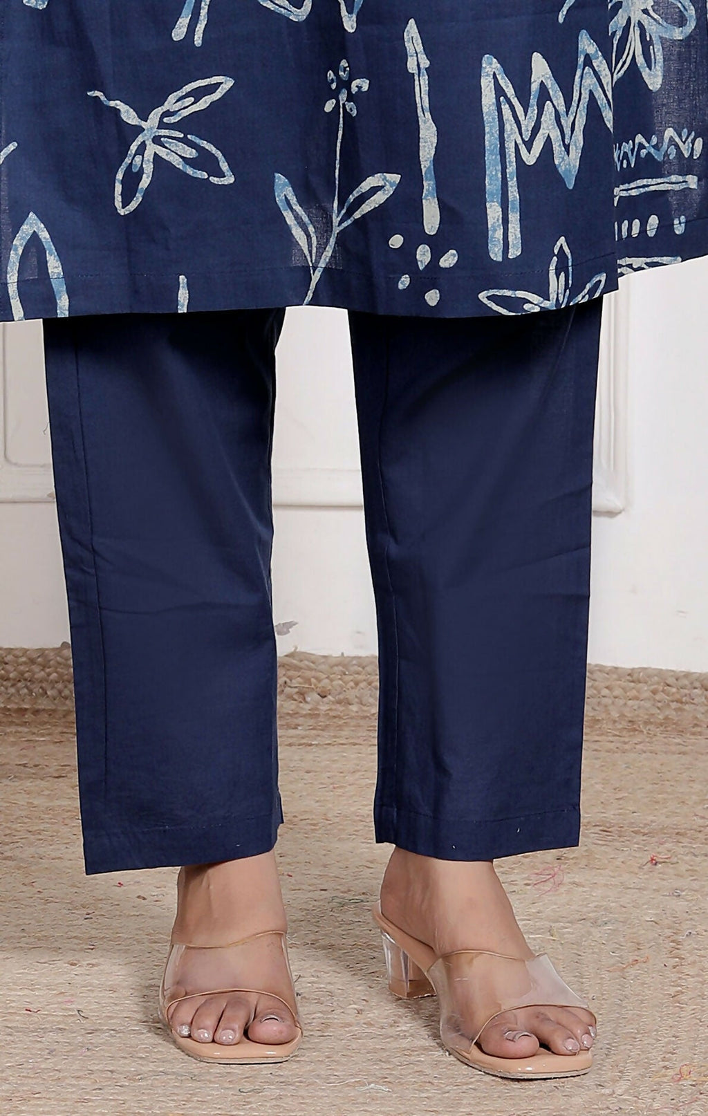Miravan Womens Abstract Blue Printed Cotton Blue Co-Ord Set | Grocsy