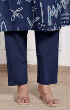 Miravan Womens Abstract Blue Printed Cotton Blue Co-Ord Set | Grocsy