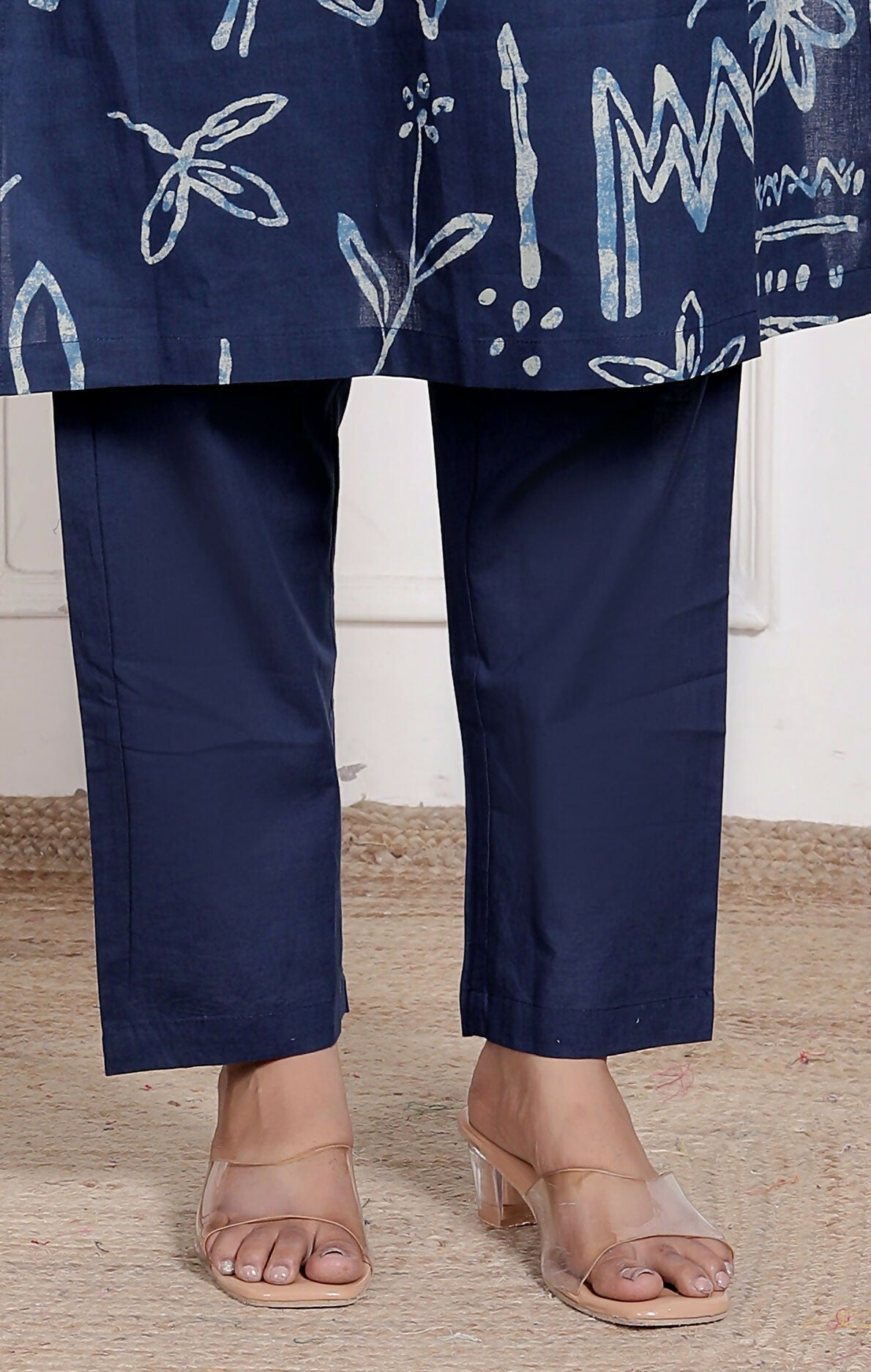 Miravan Womens Abstract Blue Printed Cotton Blue Co-Ord Set | Grocsy