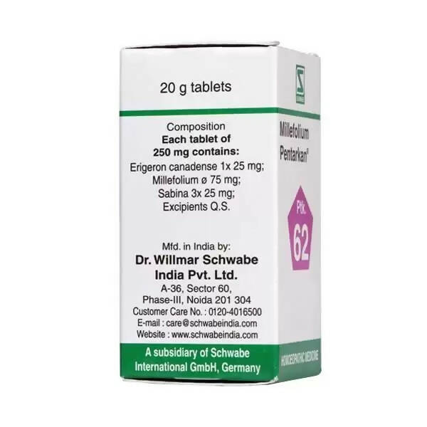 Dr. Willmar Schwabe India Millefolium Pentarkan Ptk 62 Tablets | Grocsy