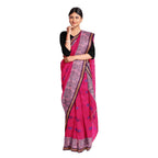 Exclusive Collection 100% Pure Cotton Pink Tant Saree With Hand Weaving Work | Grocsy