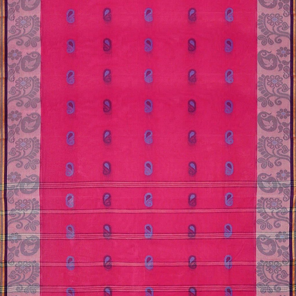 Exclusive Collection 100% Pure Cotton Pink Tant Saree With Hand Weaving Work | Grocsy