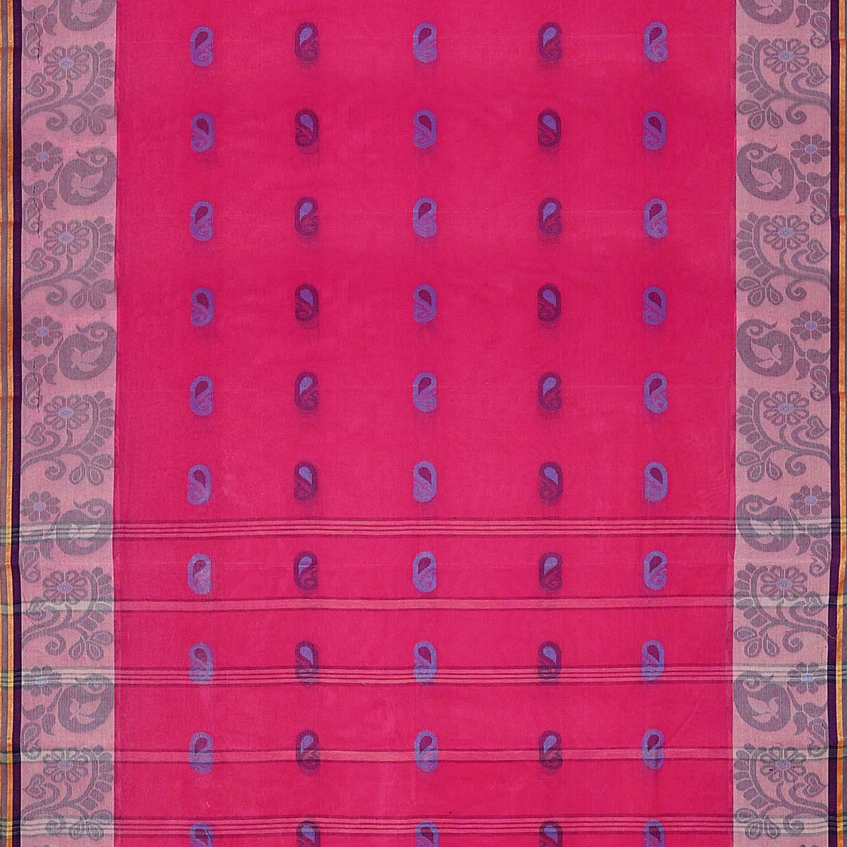 Exclusive Collection 100% Pure Cotton Pink Tant Saree With Hand Weaving Work | Grocsy
