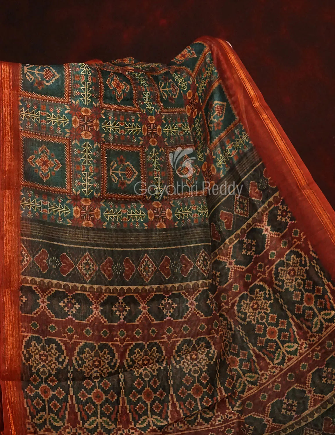 Pista Green Colour All Over Print Semi Chanderi Saree By Gayathri Reddy Designer Studio | Grocsy