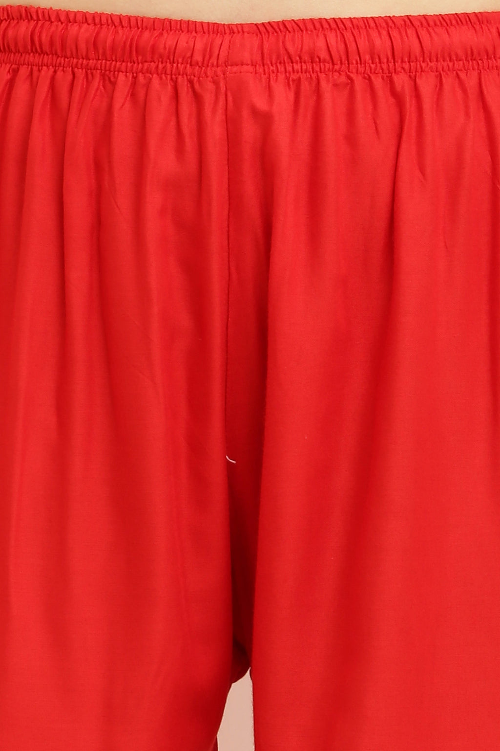 PAVONINE Red Color Straight Fit Rayon Fabric Palazzo | Grocsy