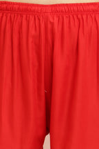PAVONINE Red Color Straight Fit Rayon Fabric Palazzo | Grocsy