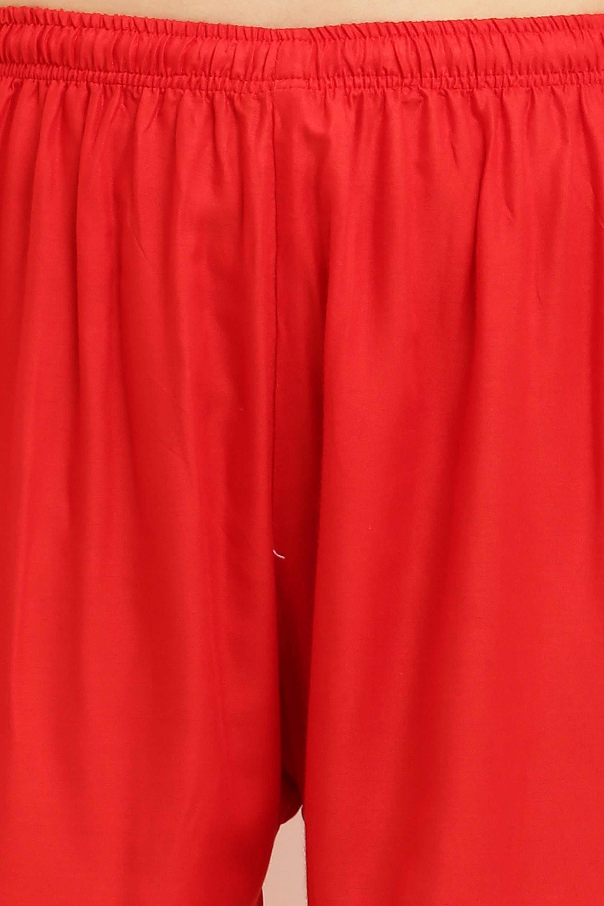 PAVONINE Red Color Straight Fit Rayon Fabric Palazzo | Grocsy