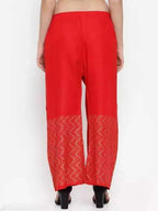 PAVONINE Red Color Rayon Fabric Zig-Zag Printed Palazzo For Women | Grocsy