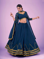 Myra Navy Blue Georgette Embroidered Designer Lehenga | Grocsy