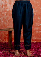 Vellora Viscose Navy Blue Casual Wear Embroidery Work Readymade Salwar Suit | Grocsy