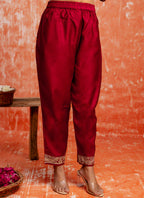 Vellora Viscose Red Casual Wear Embroidery Work Readymade Salwar Suit | Grocsy