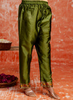 Vellora Cotton Silk Blend Mehendi Casual Wear Embroidery Work Readymade Salwar Suit | Grocsy