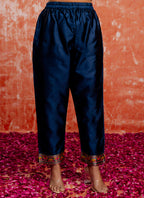 Vellora Cotton Silk Blend Navy Blue Casual Wear Embroidery Work Readymade Salwar Suit | Grocsy