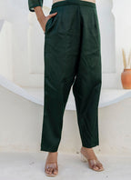 Vellora Chanderi Silk Dark Green Casual Wear Embroidery Work Readymade Salwar Suit | Grocsy