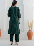 Vellora Chanderi Silk Dark Green Casual Wear Embroidery Work Readymade Salwar Suit | Grocsy