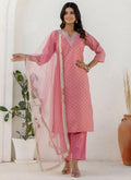 Vellora Chanderi Silk Pink Casual Wear Embroidery Work Readymade Salwar Suit | Grocsy