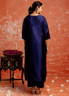 Vellora Cotton Silk Blend Navy Blue Party Wear Zari Work Readymade Salwar Suit | Grocsy