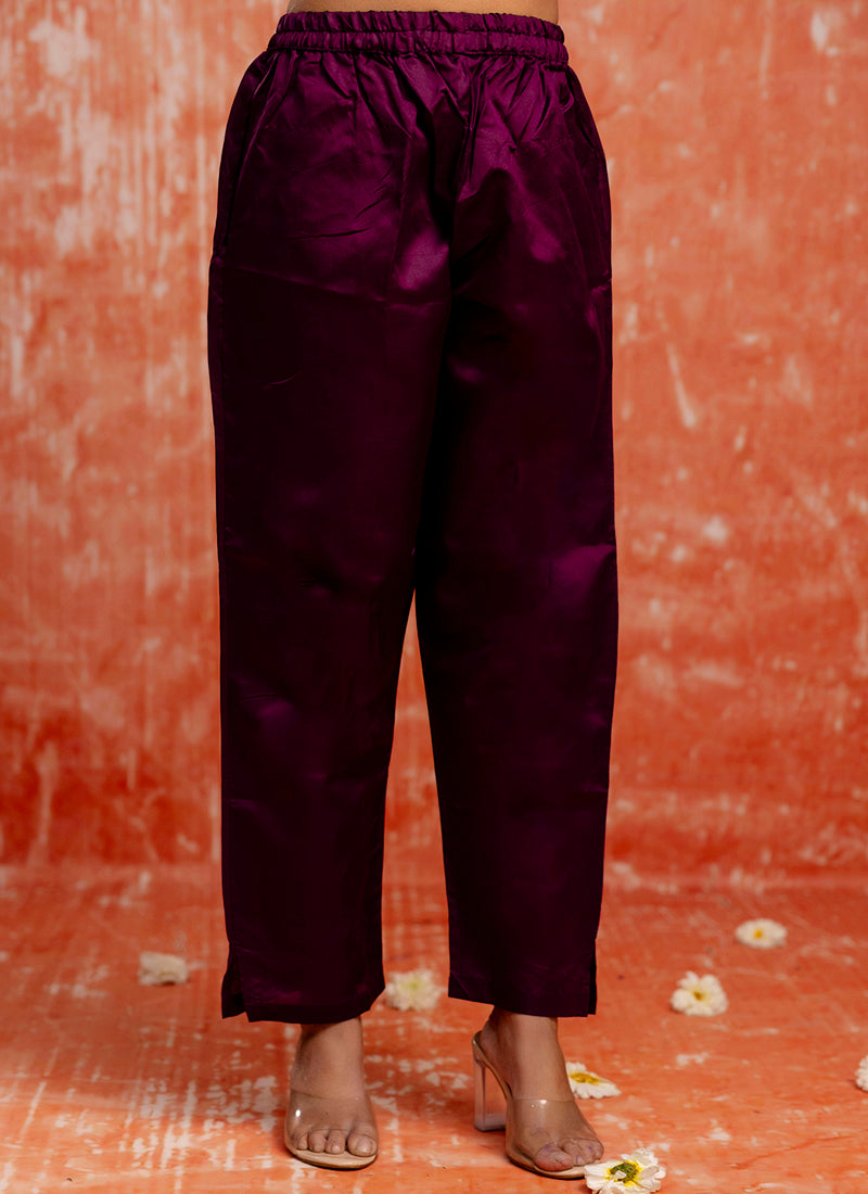 Vellora Cotton Silk Blend Wine Party Wear Zari Work Readymade Salwar Suit | Grocsy