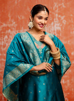 Vellora Cotton Silk Blend Rama Party Wear Zari Work Readymade Salwar Suit | Grocsy